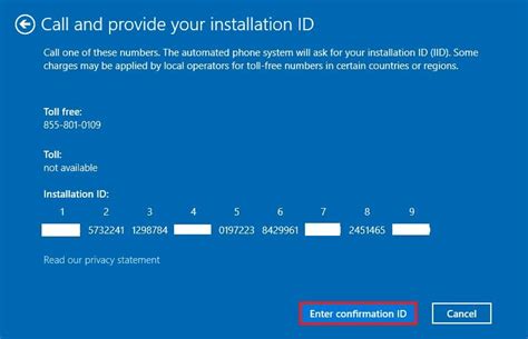 Windows activation confirmation id